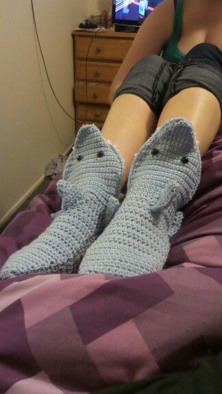 Teen shark slippers Shark Slippers, Slippers, Socks, Crochet