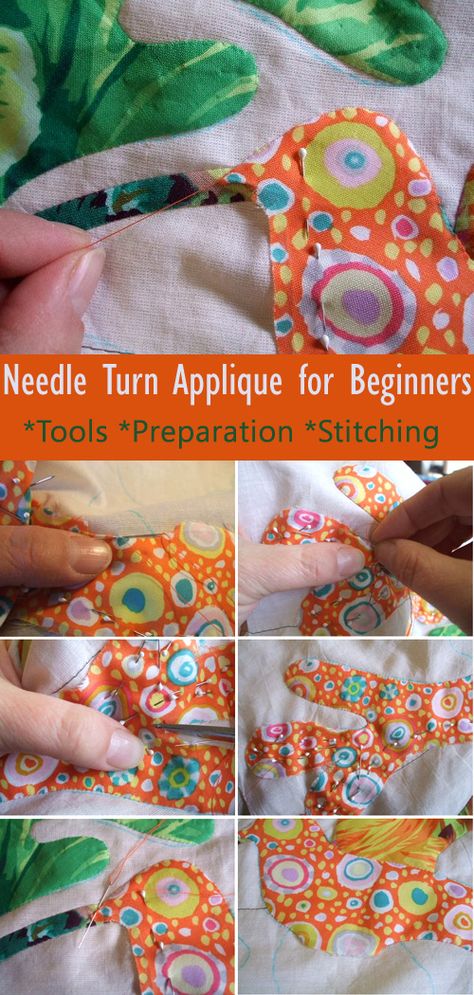 DIY Aplique Quilts By Hand, How To Machine Applique For Beginners, Aplique Quilts How To, Needle Turn Applique Patterns Free, Quilting For Beginners Patterns, Hand Applique Stitches, Hand Stitched Applique, Needle Turn Applique Tutorial, Needle Turn Applique Patterns