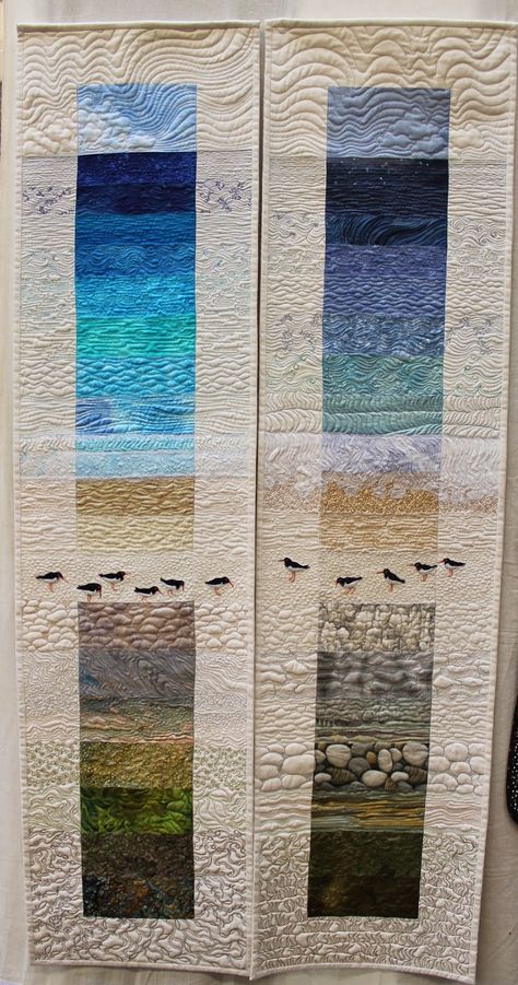 Scottish Quilts, Seascape Quilts, Colchas Quilting, Ocean Quilt, Quilting Digest, Beach Quilt, Landscape Art Quilts, Art Quilting, Landscape Quilt