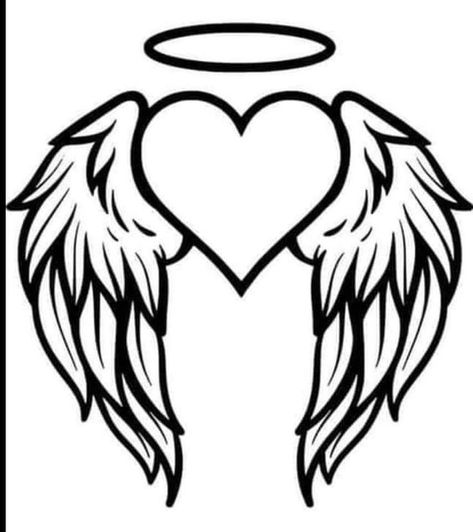 Letting Tattoo Fonts, Angel Wings Coloring Pages, Heart With Angel Wings Drawing, Simple Drawing Outlines, Angel Wings Tattoo Outline, Heart Wings Drawing, Simple Wings Drawing, Angel Art Drawing Simple, Heart With Wings Drawing