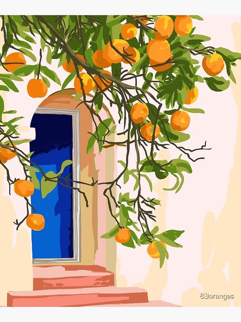 Orange Architecture, Greece Painting, The Joy Of Painting, Loose Watercolor, Modern Wall Art Canvas, Hur Man Målar, Acrylic Paint Set, Orange Tree, Arte Inspo