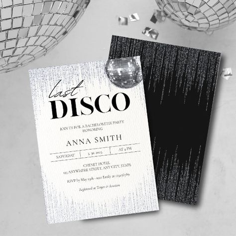 Last Disco Glitz & Glam Bachelorette Party Invitat Invitation Glitz And Glam Bachelorette Party, Disco Invitations, Disco Glitz, Glitz And Glam Bachelorette, Bachelorette Disco Cowgirl, Glam Bachelorette Party, Glam Bachelorette, Bachelorette Disco, Bachelorette Card