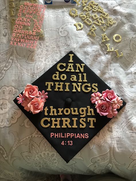 Senior Cap Ideas Christian, Christan Grad Caps, Grad Cap Designs Christian, Christian Cap Decoration Graduation, Cap Decoration Graduation God, Grad Cap Christian, Laufey Graduation Caps, Grad Cap Bible Verse, Cap Decoration Graduation Christian