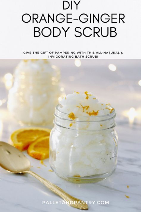 Diy Turmeric Body Scrub Recipe, Ginger Body Scrub, Orange Peel Body Scrub Diy, Homemade Bath Scrub, Gingerbread Body Scrub, Ginger Uses, Tumeric Body Scrubs, Body Scrub Gift, Coconut Oil Sugar Scrub