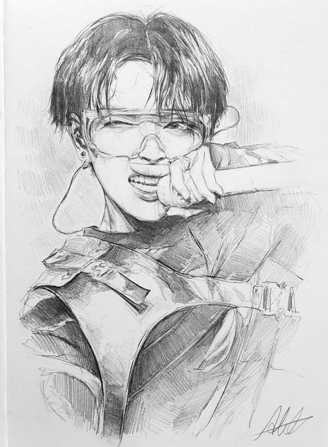 Hongjoong Drawing, Ateez Sketch, Ateez Drawings, Ateez Fanart, Drawing Styles, Dream Artwork, Drawing Inspo, Kim Hongjoong, A Pencil