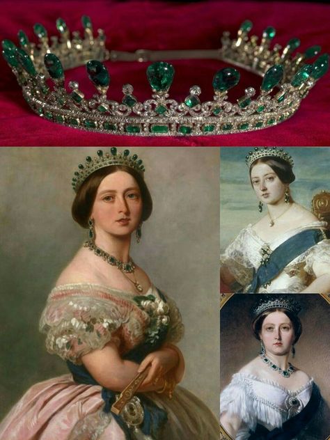 Queen Victoria Emerald Tiara, Queen Victoria Tiara, Queen Victoria Jewellery, Queen Victoria Aesthetic, The Crown Aesthetic, Queen Victoria Wedding Dress, Queen Victoria Dress, Queen Victoria Tv Show, Queen Victoria Crown