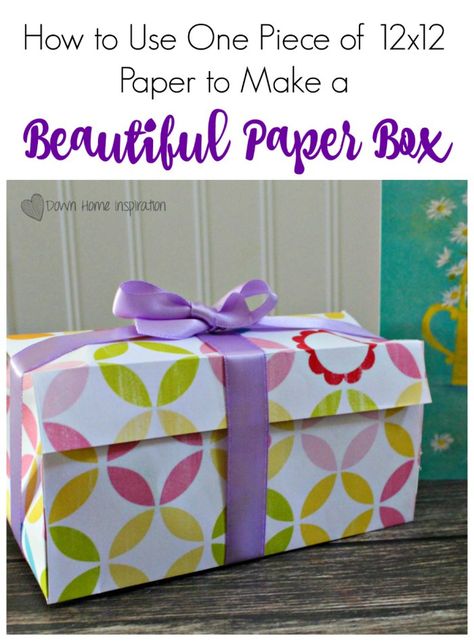 How to Use One 12x12 Paper to Make a Beautiful Paper Box - Down Home Inspiration Homemade Gift Boxes, Making Boxes, Scoring Board, Paper Box Diy, Diy Outfits, Paper Box Template, Paper Purse, Gift Wrapping Techniques, Paper Boxes