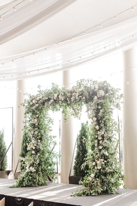 Moody Wedding Arch, Photozone Ideas, Wedding Day Invitations, Lush Wedding, Wedding Arbor, Grand Wedding, Wedding Backdrop Design, Waterfront Wedding, Moody Wedding