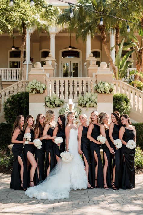 Wedding Party Photos Black Dresses, Matte Black Bridesmaid Dresses, Black Silky Bridesmaids Dresses, Black Braidsmaids Dresses, Timeless Wedding Bridesmaid Dresses, Black Brides Mades Dresses, Black Elegant Bridesmaid Dresses, Black Bridesmaid Dresses Silk, Black Bridesmaid Dresses White Flowers