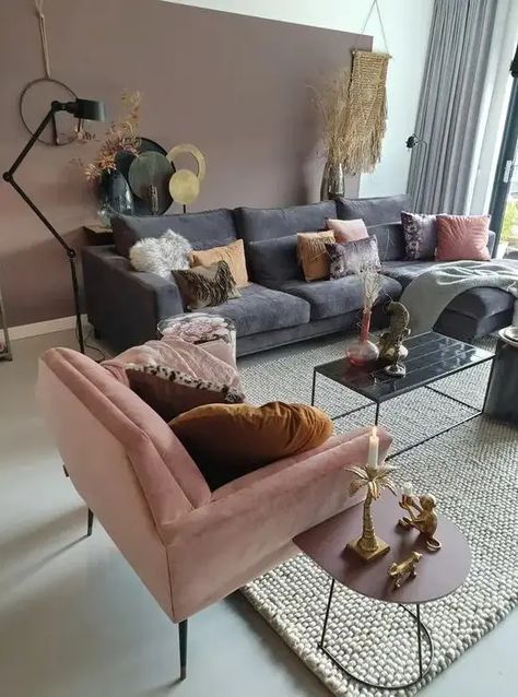 46 Sophisticated Mauve Home Decor Ideas - Shelterness Grey And Pink Living Room, Blush Pink Living Room, Pink Living Room, غرفة ملابس, Diy Bathroom Decor, Design Del Prodotto, Living Room Grey, Living Room Decor Apartment, How To Decorate