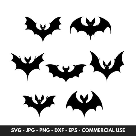 Bat SVG Bundle for Digital Download - Perfect for Your Creative Projects! Do you like making things? Our bat SVG bundle can help make your projects look great! The drawing is great for cut files that you can use for all kinds of crafts and artwork. Whether you really love Halloween or just want to make something fun, this flying bat vector is perfect. It's easy to use on your computer or software you use for design projects. Get these bat silhouettes today to make your next project extra special Bat Clip Art, Black And White Svg, Bat Vector, Cool Clipart, Bat Silhouette, Silhouette Svg, Logo Ideas, Dia De Muertos, Diy Design