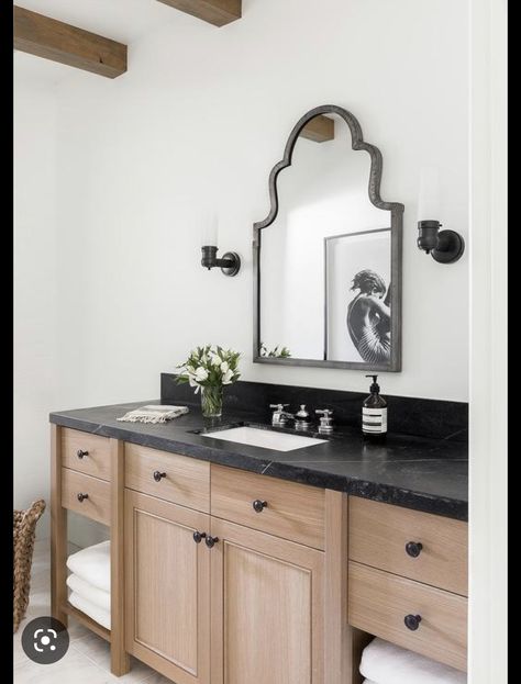 Vanity Vintage, Vintage Faucet, Soapstone Countertops, Room Vanity, Interior Design Portfolios, Transitional Bathroom, Tiny House Interior, Bath Room, Cheap Decor