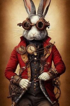 Steampunk Rabbit, Carpet Ideas 2023, Steampunk Illustration, Steampunk Animals, Alice In Wonderland Drawings, Mechanical Animals, Wonderland Artwork, Iphone Wallpaper Aesthetic, Carpet Ideas