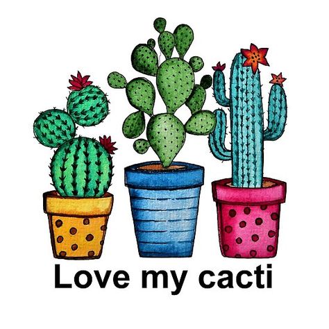 Cute Watercolor Cacti In Beautiful Pots Watercolor Cacti, Plants Drawing, Cactus Clipart, Cactus Drawing, Ipad Snap, Cactus Painting, Easy Canvas Art, Cute Watercolor, Watercolor Cactus