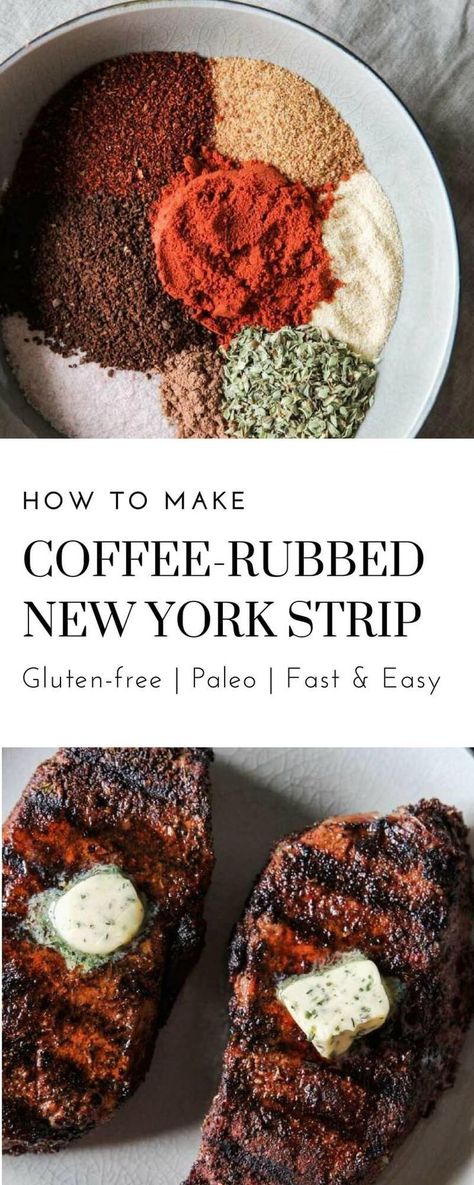 Coffee Rubbed New York Strip is one of my favorites grilled recipes. I am sure if you have been to any steakhouse recently you have seen coffee rubbed steak on the menu. This rub is really a great complement to red meat. It has very rich, acidic and slightly sweet flavor that fits perfectly. The … Coffee Rubbed Steak, Slow Cooked Brisket, Smashed Sweet Potatoes, New York Strip Steak, Grilled Recipes, Coffee Rub, Low Carb Meats, Italian Meat Recipes, Baked Meat Recipes