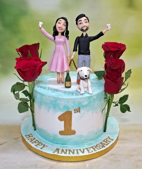 1st Anniversary Cake Designs, 1st Anniversary Cake, Marriage Anniversary Cake, Customised Cakes, Anniversary Cake Designs, Happy Anniversary Cakes, Designer Cakes, Cake Online, Party Wear Indian Dresses