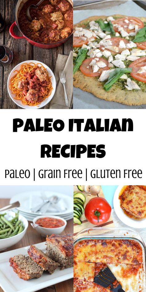 Paleo Italian Meatballs, Gluten Free Italian Recipes, Quick Italian Recipes, Italian Crockpot Recipes, Healthy Italian Recipes, Gluten Free Italian, Italian Recipes Dessert, Healthy Italian, Italian Recipes Traditional