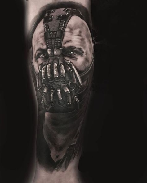 Bane Tattoo Design, Bane Batman Tattoo, Bane Tattoo, Generation Tattoo, Bane Batman, Batman Tattoo, Realism Tattoo, Beauty Tattoos, Beautiful Tattoos