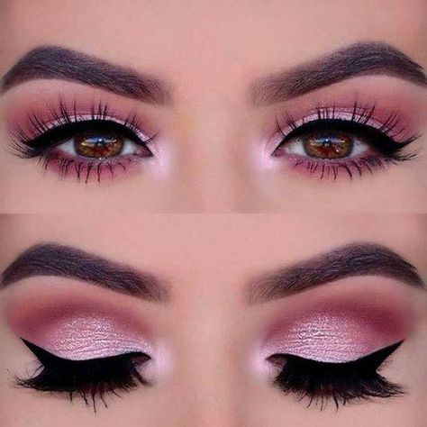 Maquillaje de ojos en tonos rosado perla | Belleza Sanggul Cepol, Machiaj Smokey Eyes, Eyeliner Cat, Rosa Make-up, Mermaid Beauty, Pageant Makeup, Makeup Cantik, Pink Smokey Eye, Make Up Designs