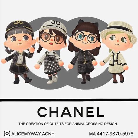 ACNH CUSTOM DESIGNS on Instagram: "Credit: @alicemyway.acnh ✨ #acnh #acnhdesigns #acnhcommunity #za #acnhdesign #acnhcustomdesign #acnhpattern #acnhpatterns #acnhisland…" Animal Crossing Chanel Clothes, Animal Crossing Chanel, Custom Designs Acnh, Acnh Custom Designs, Animal Crossing Qr Codes Clothes, Chanel Outfit, Nostalgic Art, We Got It, Animal Crossing Game