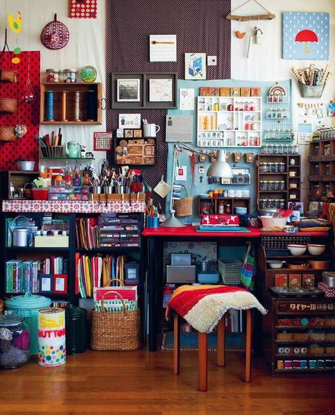 Collections of 50 Amazing and Practical Craft Room Design Ideas and Inspirations to see how other people re/designed their dream for the future craft room.   [...] London Living Room, Art Studio Organization, Dream Craft Room, Craft Room Design, Studio Organization, Creative Workspace, Eclectic Living Room, Office Crafts, Studio Room