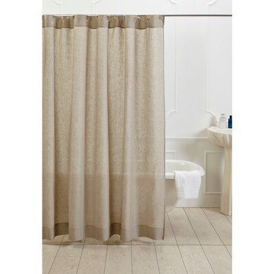 Decorate your bathroom in rustic, natural style with this charming shower curtain. Designed with 100-percent cotton, this machine washable curtain comes in your choice of white or natural to brighten your bathroom decor. | Eider & Ivory™ Macaulay Linen Single Shower Curtain Linen in White, Size 72.0 H x 72.0 W in | Wayfair Earthy Shower Curtain, Linen Shower Curtain, Amity Home, Counter Top Accessories, Shower Curtain Sizes, Bath Store, Cotton Shower Curtain, Hamper Storage, Custom Shower Curtains