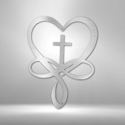 Your steel metal wall art décor is a sturdy, yet elegant way to decorate your home inside or outside. We are proud to have all of our metal wall art made right here in the USA. Laser-cut from mild steel and powder coated so you can hang this item indoors or outdoors. High quality, durable, and will not deteriorate! Mounting hardware is not included. Finish: White, Size: 29.5" H x 11.75" W x 0.048" D | Trinx Scripture Walls Love Infinity Cross Wall Decor Metal in White, Size 11.75 H x 29.5 W x 0. Infinity Cross, Cross Wall Decor, Personalized Metal Signs, Cross Art, Laser Cut Metal, Steel Signs, Steel Art, Wall Crosses, Mild Steel