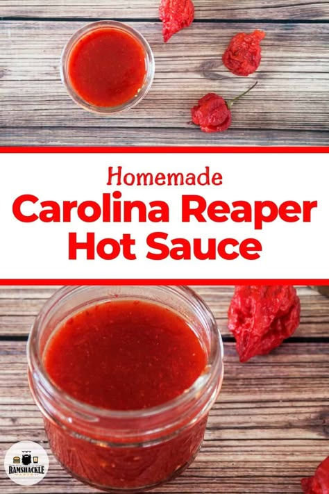 How to make your own homemade Hot Sauce. This recipe can be used for any peppers, but we start with the world’s hottest pepper, the Carolina Reaper. Get the details and spice up your recipes with this simple and easy hot sauce recipe you can make at home! #hotsauce #Carolinareaper Carolina Reaper Recipe, Carolina Reaper Hot Sauce Recipe, Easy Hot Sauce, Reaper Hot Sauce, Ghost Pepper Hot Sauce, Hot Pepper Recipes, Carolina Reaper Pepper, Hot Sauce Recipe, Pepper Sauce Recipe