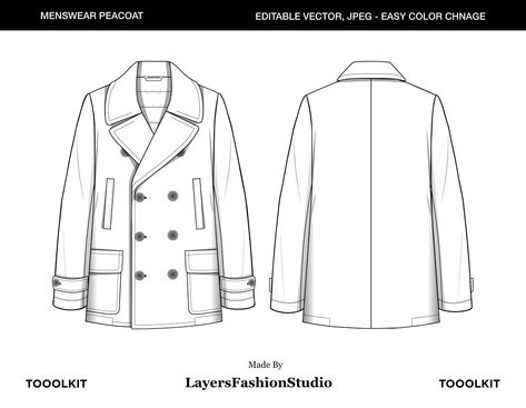 Coat Sketch, Sketch Fashion Design, Hoodie Template, Fashion Design Studio, Fashion Flat Sketch, Fashion Sketches Men, Clothing Templates, Sketch Fashion, Fashion Designer Studio