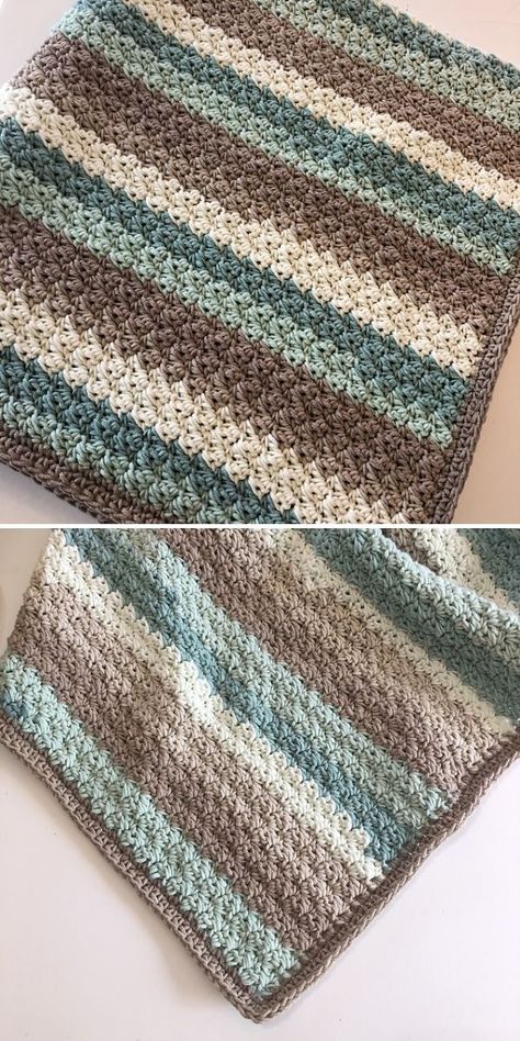 Sometimes easy crochet stitch and self-striping yarn are all you need, so just sit back, relax and crochet away. Baby blanket pattern by Kristine is a perfect choice for beginners, because it uses basic stitches and is very repeatable. All you need to do is to learn some basics, and you’re good to go! #freecrochetpattern #crochetpattern #crochetblanket Crochet Baby Blanket Patters Free, 3 Tone Crochet Blanket, Easy Two Color Crochet Blanket, Self Striping Yarn Blanket, Striped Blanket Crochet, Self Striping Crochet Blanket, Strip Crochet Blanket Pattern, Granny Stripe Crochet Pattern Free, Crochet Patterns For Self Striping Yarn