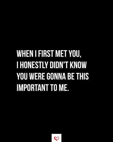 When I first met you, I honestly didn't know you were gonna be this important to me. #relationship #quote #love #couple #quotes Havent Met You Yet Quotes, Important Friend Quotes, Everything Reminds Me Of You Quotes, When I’m With You Quotes, Glad I Met You Quotes Friendship, When I First Met You, So Glad I Met You Quotes, When I First Met You Quotes, When I Met You Quotes