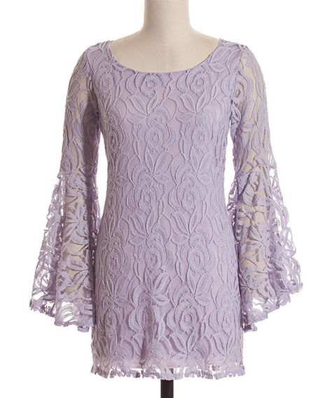 Look at this Lavender Lace Overlay Bell-Sleeve Shift Dress on #zulily today! 2003 Clothes, Akad Dress, Comfort Notes, Model Lengan, Urban Hippie, Kebaya Brokat, Clothes Board, Glamorous Fashion, Sew Simple