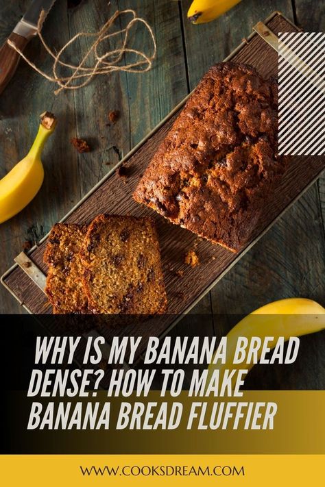 Many people strive to create the perfect banana bread recipe that is both light and fluffy. However, many aspiring home bakers have ended up disappointed with their loaf of banana bread. Many of them ask, why is my banana bread dense? | Has Your Banana Bread Been Cooked For The Right Amount of Time? Or At The Right Temperature? | Steps to Help Prevent Too Much Liquid in Your Banana Bread | #bananabread #banana #delicious Perfect Banana Bread Recipe, Perfect Banana Bread, Banana Bread Loaf, Banana Bread Ingredients, Cooking Light Recipes, Homemade Banana Bread, No Rise Bread, Make Banana Bread, Best Banana Bread