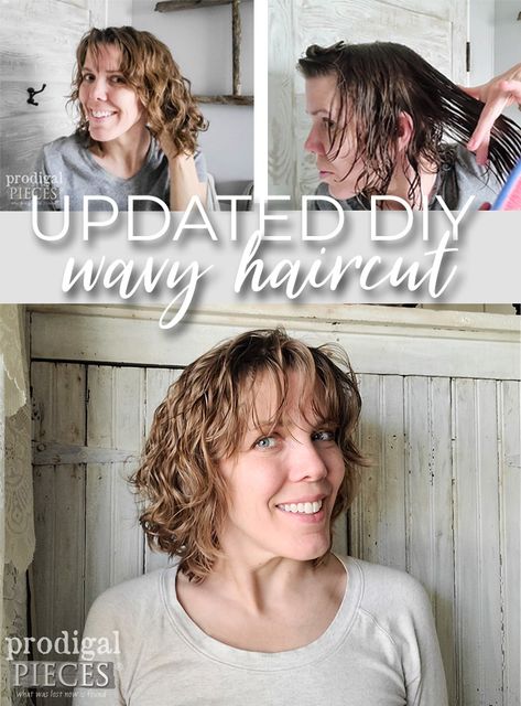 Larissa of Prodigal Pieces shares her updated DIY wavy haircut to inspire you. | prodigalpieces.com #prodigalpieces #diy #hair #wavygirl #curlygirl Curly Wavy Haircut, Diy Wavy Hair, Wavy Hair Diy, Wavy Haircut, How To Cut Your Own Hair, First Haircut, Hair Diy, Wavy Haircuts, Healthy Natural Hair