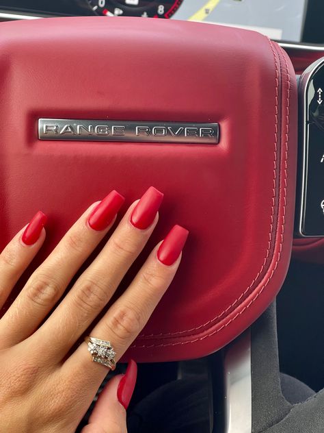 Range Rover Evoque Red, Matte Red Nails, Range Rover Evoque Interior, Red Range Rover, Range Rover White, Range Rover Interior, Range Rover Black, Vision Board Collage, Girly Car