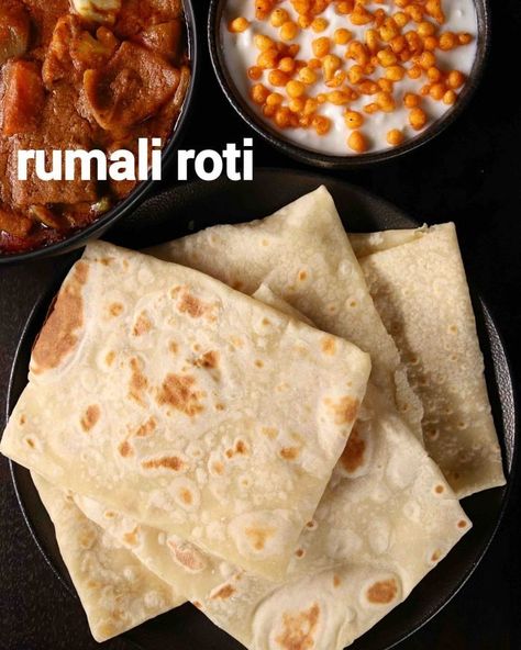 1,030 Likes, 1 Comments - Archana Hebbar (@hebbars.archana) on Instagram: “rumali roti recipe - roomali roti  full recipe: https://hebbarskitchen.com/rumali-roti-recipe-…” Roomali Roti Recipe, Naan Bread Recipes, Roti Recipe Easy, Rumali Roti Recipe, Indian Gravy Recipe, Roomali Roti, Rumali Roti, Hebbars Kitchen, Roti Bread