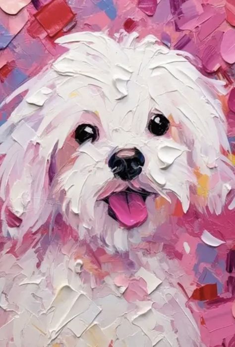 Maltese Sketch, Maltese Drawing, White Dog Painting, Blueberry Cream Cake, Blueberry Cream Cake Recipe, Friends Cute Pictures, Canvas Art Painting Acrylic, Dog Portraits Art, Cream Cake Recipe