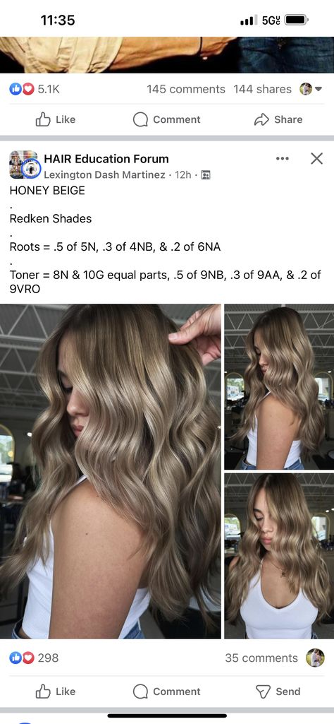 Redken Shades Eq Beige Blonde Formula, Toner Shades, Honey Brunette, Hairstylist Tips, Blonde Formulas, Cosmetology Ideas, Hair Toning, Redken Formulas, Toner Formulas