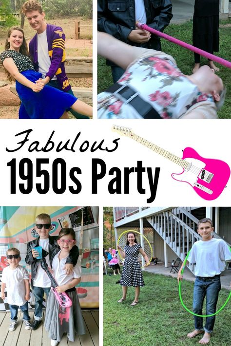 Throwing a 1950s theme party is so much fun (and so easy)! Check out all the details like where to get 1950s party supplies and decorations, what to wear, and what games to play! Don't forget the Rock & Roll music! 1950s Party Ideas, 50s Party Decorations, 1950s Theme Party, Grease Themed Parties, 50s Dance, Grease Theme, 1950s Kids, Fifties Party, 50s Sock Hop