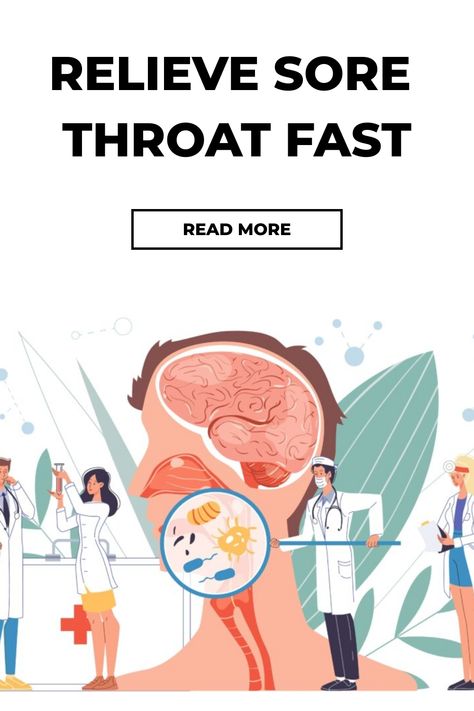 Illustration promoting sore throat relief with medical professionals analyzing a magnified view of throat bacteria, emphasizing fast treatment options. Scratchy Throat Remedies, Strep Throat Symptoms, Honey And Lemon Drink, Grape Vinegar, Scratchy Throat, Throat Pain, Throat Remedies, Dry Throat, Strep Throat