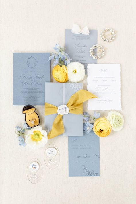 Pastel Yellow And Blue Wedding Theme, Baby Blue And Yellow Wedding, Yellow And Blue Wedding Theme, Germany Wedding, Yellow Wedding Invitations, German Wedding, Castle Germany, Wedding Color Pallet, Stunning Sunset