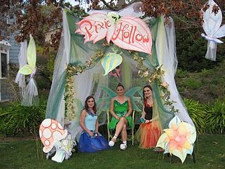 Pixie Hollow - I like the tent and sign space.. could make a great entrance to walk through instead of tent in.. Pixie Hollow Party, Fairy Pirate, Pirate Fairy Party, Pixie Party, Enchanted Forest Birthday, Tent Ideas, Pirate Fairy, Fairy Garden Birthday Party, Fairy Tea Parties