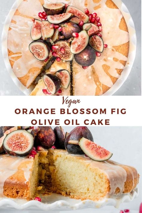 Vegan Fig Cake, Vegan Fig Dessert, Vegan Fig Recipes, Vegan Olive Oil Cake, Fig Desserts, Creative Thanksgiving Recipes, Oil Cake Recipe, Fig Dessert, Vegan Thanksgiving Dessert