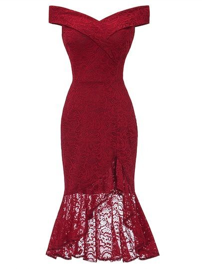 cd0dce8fca267bf1fb86cf43e18d5598desc44277537ri Trendy Lace Dresses, White Lace Cocktail Dress, Maroon Lace Dress, Gold Lace Dresses, Lace Burgundy Dress, Black Lace Midi Dress, Ivory Lace Dress, Asymmetrical Hem Dress, Lace Formal Dress