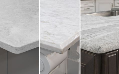 Granite Countertop Edges, Kitchen Countertop Edges, Counter Top Edges, Countertop Edges, Granite Edges, Countertop Choices, Natural Stone Countertops, Solid Surface Countertops, Kitchen Countertop Materials