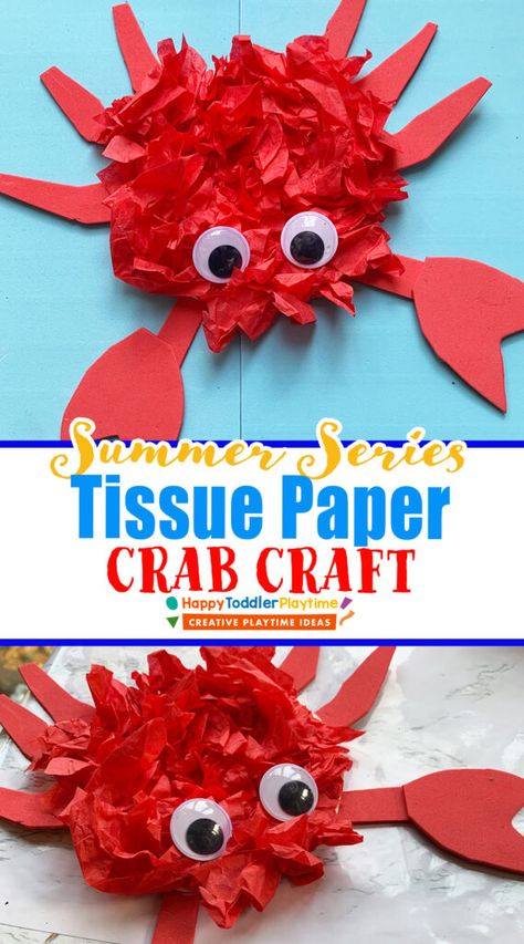 Crab Craft Preschool, Summer Crafts For Infants, Paper Crab, Lobster Crafts, Crafts For Infants, Crab Craft, Simple Paper Flower, Crab Crafts, Prek Crafts