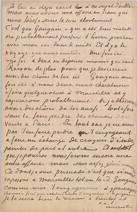 Letter 10, page 4 | Vincent van Gogh's Letters to Émile Bernard | The Morgan Library & Museum Vincent Van Gogh Letters, Van Gogh Letters, Handwriting Examples, Morgan Library, The Morgan, Vincent Van, Vincent Van Gogh, Van Gogh, Handwriting