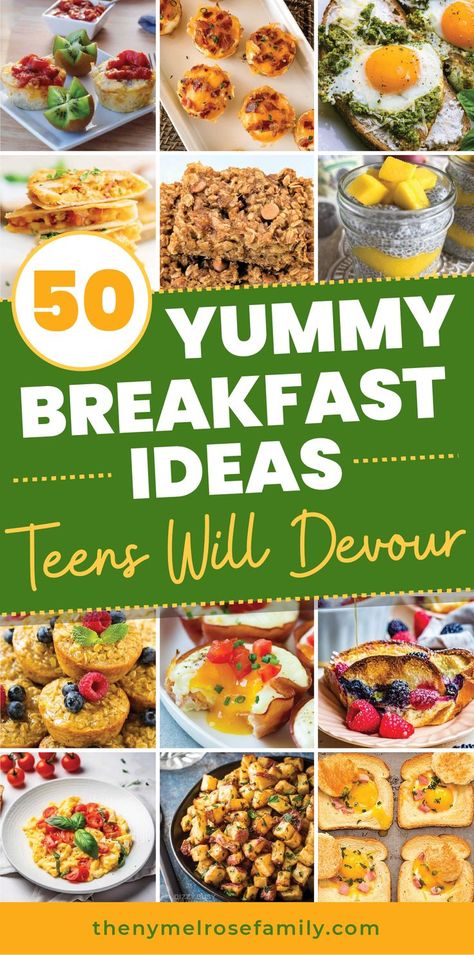 50 Yummy Breakfast Ideas Teens Will Devour Breakfast Ideas For Teens, Yummy Breakfast Ideas, Recipe For Teens, Healthy Breakfast Recipes Easy, Quick Healthy Breakfast, Breakfast On The Go, Make Ahead Breakfast, Easy Healthy Breakfast, Healthy Breakfast Ideas