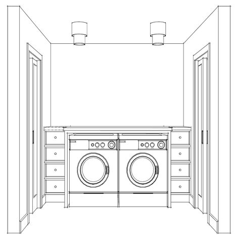 LAUNDRY ROOM PERSPECTIVE - OPTION C Laundry Room Sketch, Laundry Room Drawing, Laundry Room Plan, Room Perspective, Tami Faulkner, Whole House Remodel, Galley Kitchen Design, Interior Design Career, Custom Floor Plans