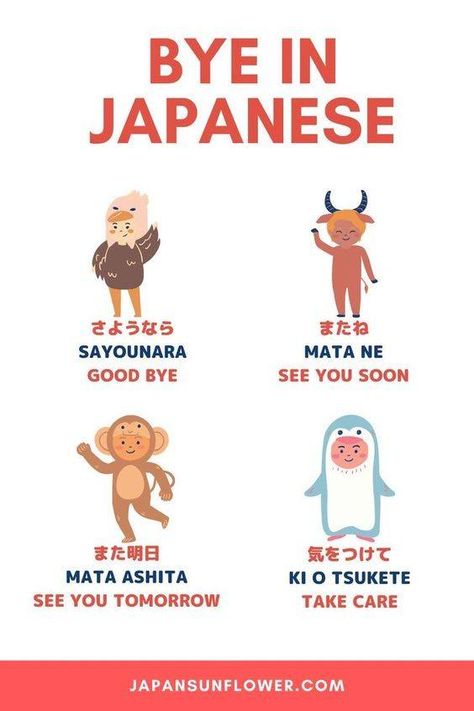 Nihongo for beginner (Basic Japanese learning) | Here are some ways to say goodbye in Japanese, depending on the formality of the situation: | Facebook Shut Up In Japanese, Bye In Japanese, Learn Japanese Beginner, Learn Basic Japanese, Japanese Greetings, Learn Japan, Basic Japanese, Bahasa Jepun, Materi Bahasa Jepang